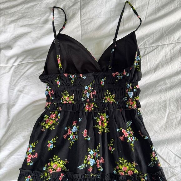 No Boundaries Black Floral Tiered Sundress – Women’s XXS Adjustable Straps - Picture 7 of 11